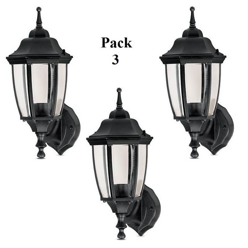 Pack de 3 Faroles Colgantes Negros Clasico Exterior 30 cm Pack de 3 Faroles Colgantes Negros Clasico Exterior 30 cm