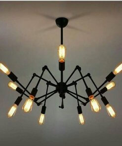 Lámpara araña de 12 brazos retractable negra