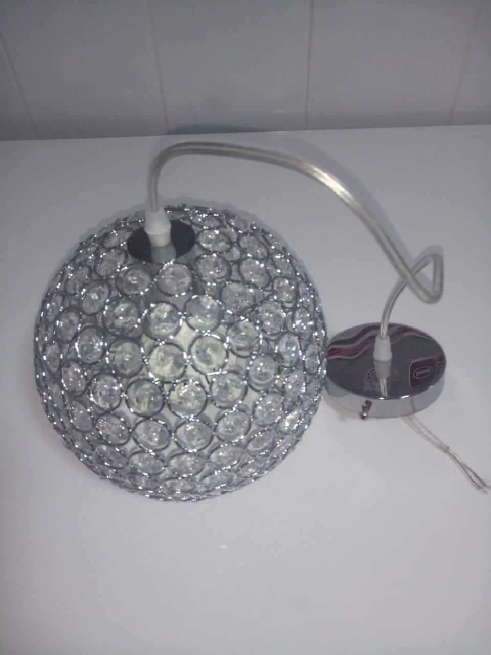 Lampara Colgante Esfera Cistal Cromada 20CM diametro - Imagen 7
