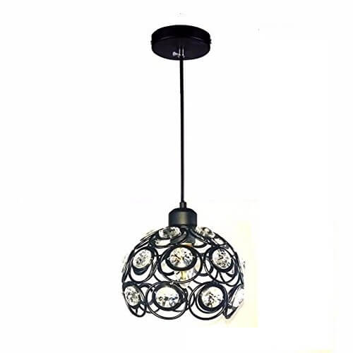 Lampara Colgante De Cristal Negra 20cm Diametro