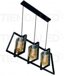 Lampara Geométrica Rustica Colgante Triple