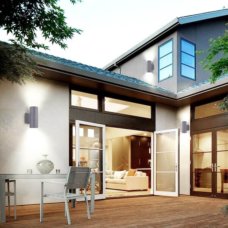 Aplique Pared Doble Cilindro Moderno Exterior Gris – Tienda Led