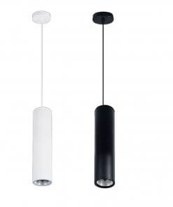 Lampara Colgante Tubo Cilindrico Ampolleta Gu10 Negra - Blanca