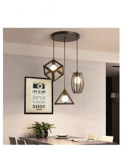 Lampara Colgante 3 Figuras Geometricas + Ampolletas Edison