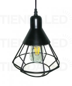 Lampara Vintage Colgante Cono Jaula De Hierro