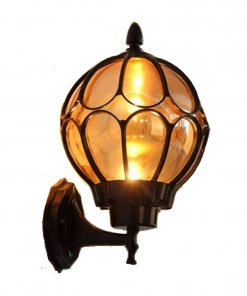 Aplique De Muro Tipo Globo Fierro Forjado Y Vidrio Negro