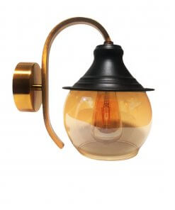 Aplique De Muro Rustico Globo Vidrio Color Ambar