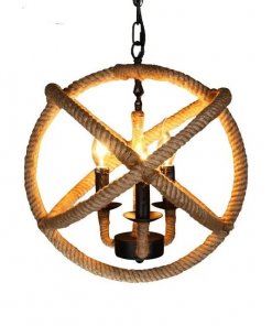 Lampara Colgante Retro Redonda De Cañamo