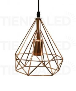 Lampara Colgante Hierro Forma Diamante Cobre 22x22cm