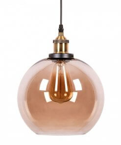 Lampara Efera Cristal Ambar Estilo Nordico, Soquete Vintage