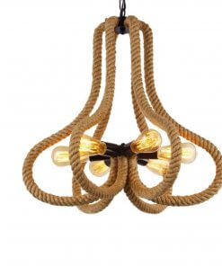 Lámpara Cáñamo Retro Industrial Vintage 6 Cabezas