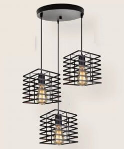 Lámpara Colgante Triple Rejilla Cuadrada Tipo Vintage