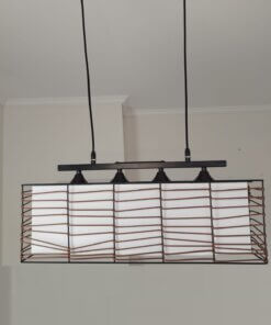 Lámpara Colgante Rustica Encordado Ratan Rectangular