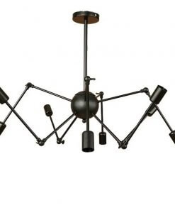 Lampara Araña De 8 Brazos Retractable Negra