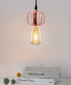 Lampara Colgante Jaula Soquete Vintage Gold Rose