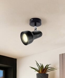 Aplique Foco Direccional Pared Y Techo, Soquete E27 Negro