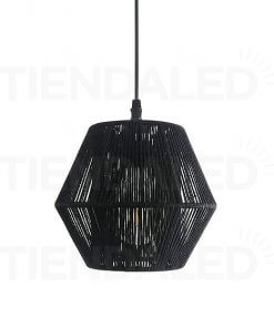 Lampara Colgante Rustica Hilo Rombo Negra 30cm Diametro