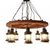 Lampara Colgante Rustica Madera Diseño Timon 8 Faroles