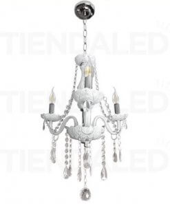 Lampara Candelabro Lagrimas De Cristal Blanca 3 Soquetes