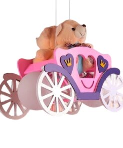 Lámpara Colgante Infantil De Madera Y Vidrio Coche De Osos