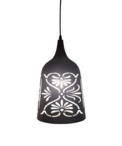 Lampara Colgante Nordica Campana Negra Interior Blanco