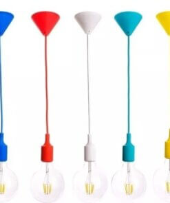 Lampara Colgante Silicona Cable Textil E27 Variedad Colores
