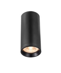 Foco Sobrepuesto Gu10 Muro - Techo Cilindro Negro 220v