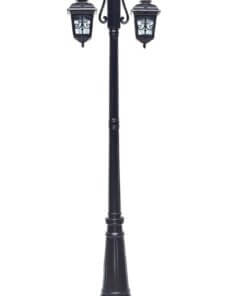 Farol De Pie Doble Ip65 190cm De Alto En Color Negro