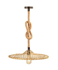 Lampara Colgante Rustica Sombrero De Paja y Cañamo E27