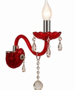 Aplique Lámpara De Pared Candelabro De Cristal E14 Roja