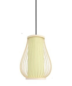 Lámpara Colgante Decorativa De Bambú Beige 20x40cm E27