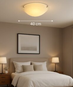 Plafón De Techo Interior 40cm Vidrio Alabastro Satinado Plateado 2 Ampolletas