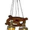 Lampara Madera Colgante Timon Rustica 4 Jaulas