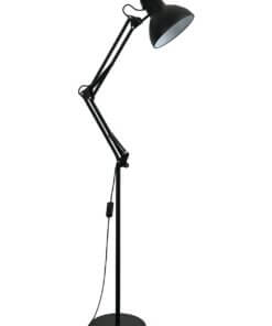 Lámpara De Pie Articulada De Aluminio Con Soquete E27 Negra