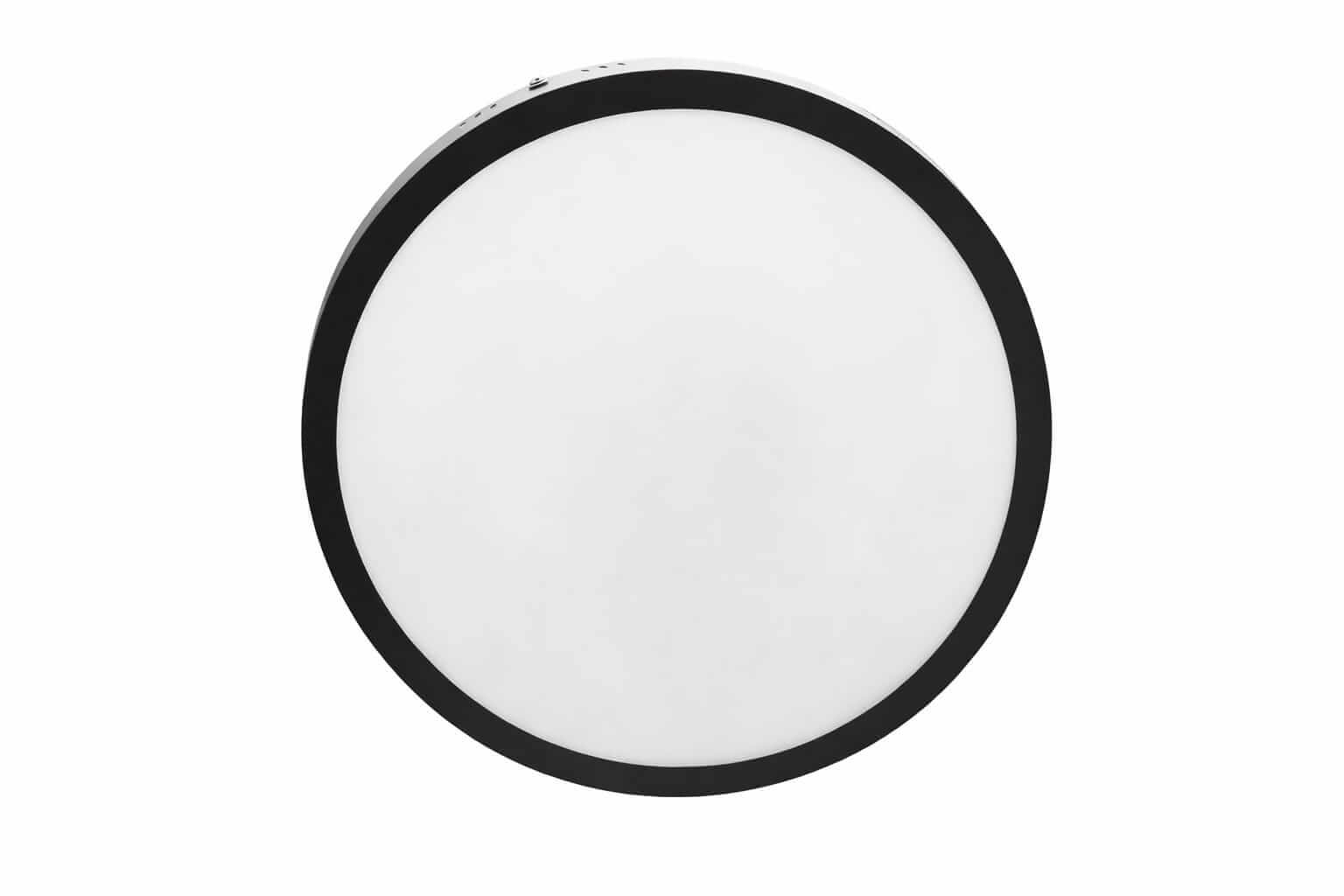 Panel LED Redondo Sobrepuesto 24W Negro 28cm – Luz Fría 6500K