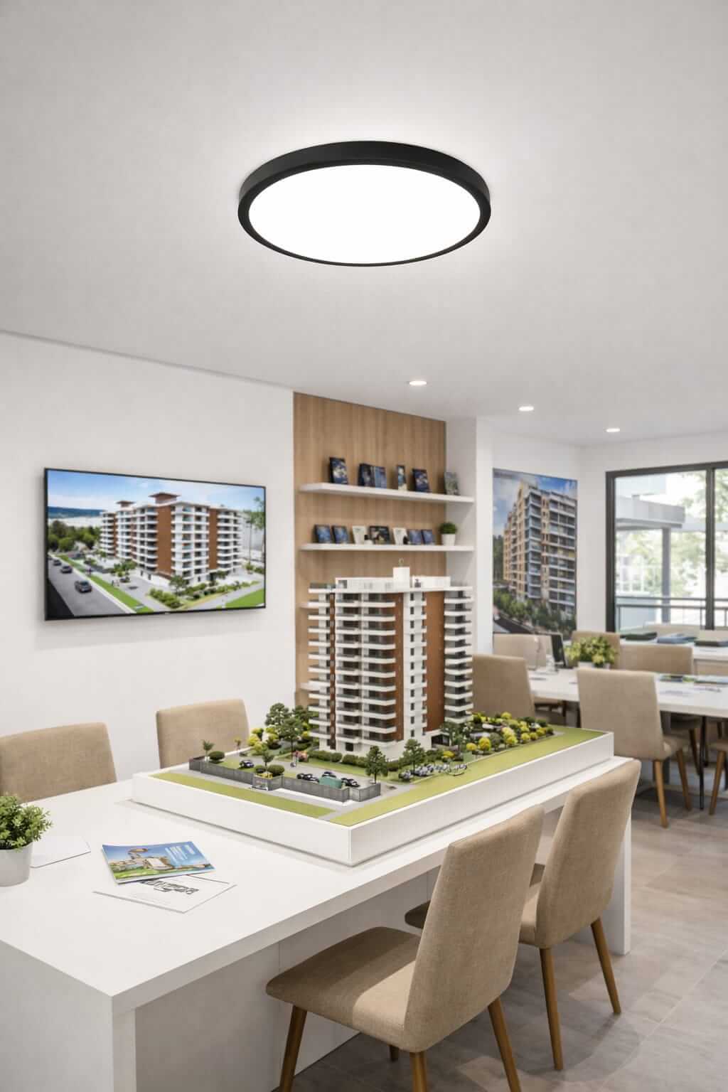 Panel LED Redondo Sobrepuesto 24W Negro 28cm – Luz Fría 6500K - Imagen 5