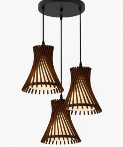 Alternative view of Lámpara Colgante Triple Madera Vidrio Diseño Moderno Natural