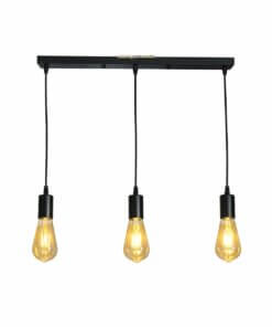 Lámpara Triple Industrial Negra Incluye Ampolletas Filamento 4w Vintage