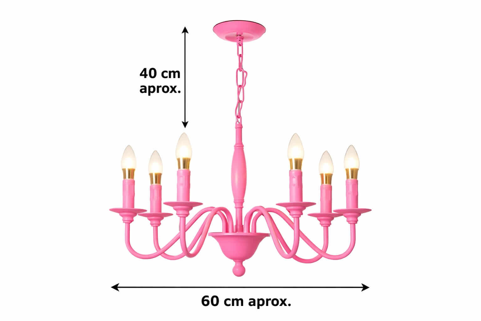 Lámpara Colgante Candelabro Rosada De 6 Soquetes E14 - Imagen 2