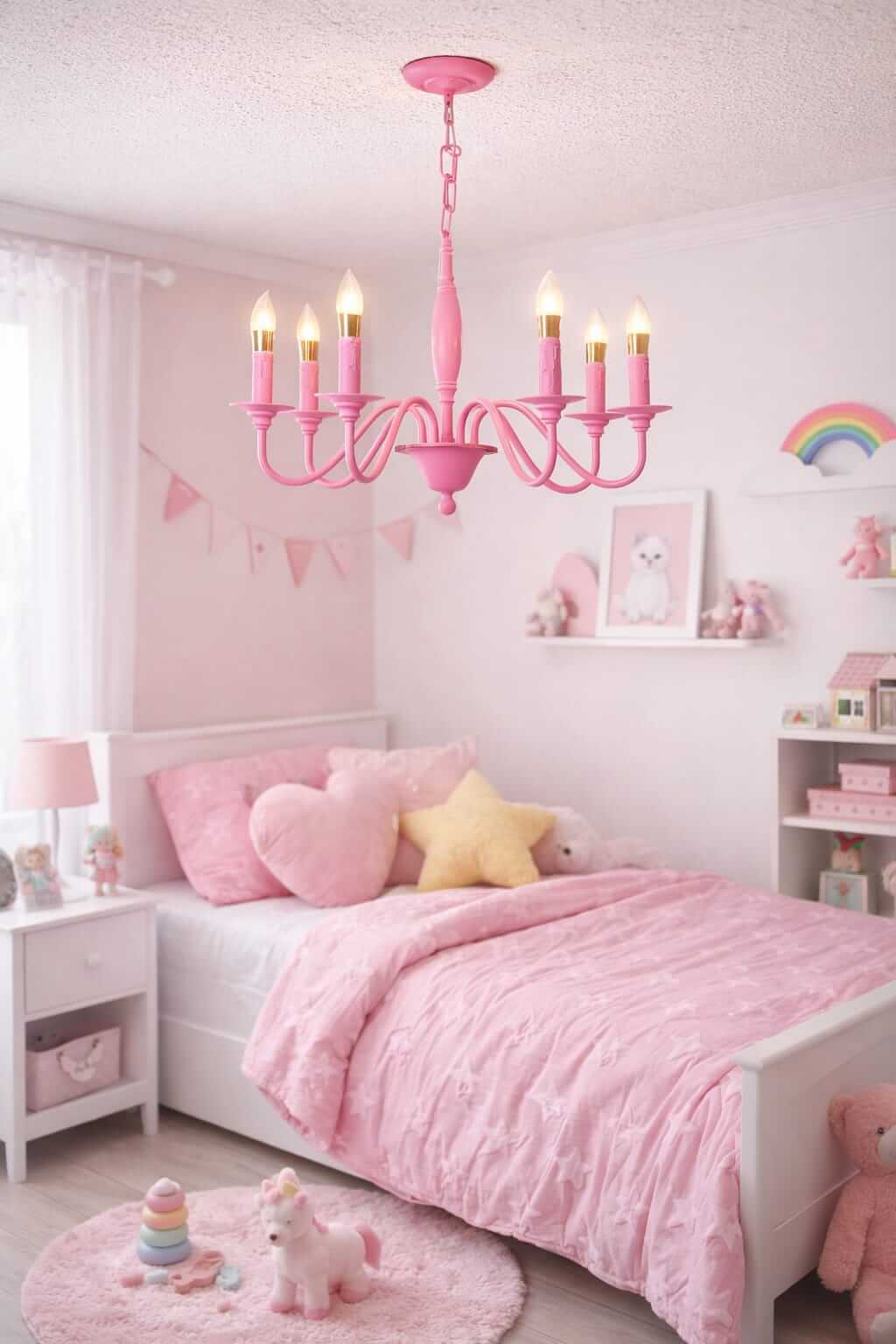 Lámpara Colgante Candelabro Rosada De 6 Soquetes E14 - Imagen 3