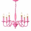 Lámpara Colgante Candelabro Rosada De 6 Soquetes E14