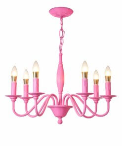 Lámpara Colgante Candelabro Rosada De 6 Soquetes E14