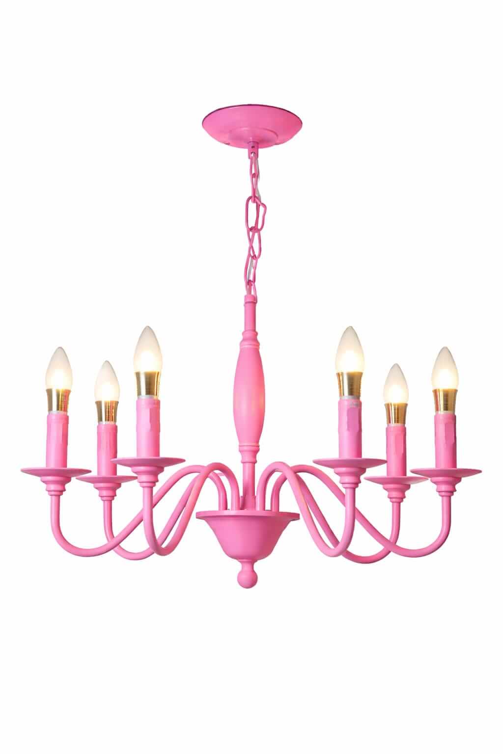 Lámpara Colgante Candelabro Rosada De 6 Soquetes E14