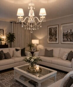 Alternative view of Lámpara Colgante Candelabro Blanca 3 Luces Estilo Clásico