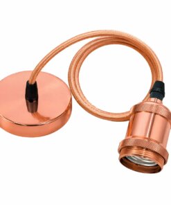 Portalámpara Colgante Vintage Cobre E27 con Cable Textil 1 Metro – Estilo Industrial Decorativo