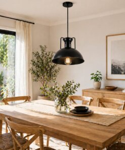 Lámpara Colgante Industrial Negra 30cm E27 – Estilo Vintage Moderno | Cable 80cm