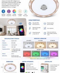 Alternative view of Lámpara Plafón LED Smart Music Light RGB 36W Bluetooth