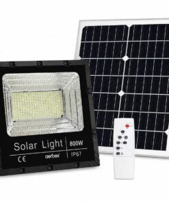 Foco Solar LED Exterior 800W con Panel Solar 45x45 cm y Control Remoto – IP67 Luz Blanca 6500K